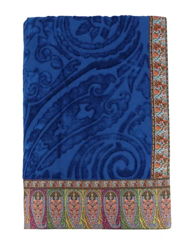 Etro Home Beach Towel With Contrasting Border In Blue