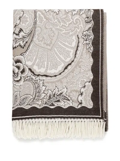 Etro Home Bloom Throw (180cm X 140cm) In Neutrals