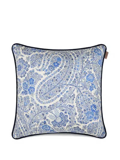 Etro Home 페이즐리 스트라이프 프린트 쿠션 In Blue