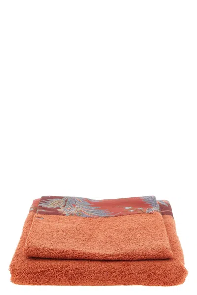 Etro Home 'caladium' Towel Set In Orange
