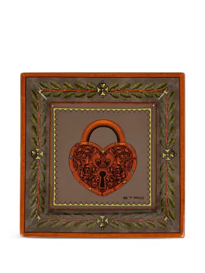 Etro Home Ceramic Tray (20cm X 20cm) In Multi