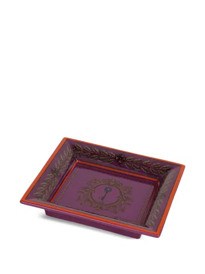 Etro Home Ceramic Tray (20cm X 20cm) In Purple