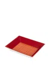 Etro Home Check Porcelain Tray (6cm X 24cm X 24cm) In Red