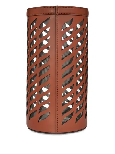 Etro Home Cut-out Leather Vase Holder (50cm X 21cm) In Brown