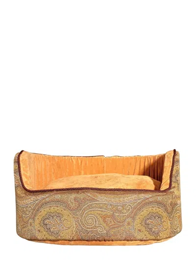 Etro Home Dog Bed With Paisley Print In Nude & Neutrals