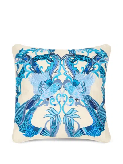 Etro Home Embroidered Birds Cushion In Neutral