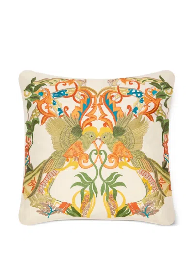 Etro Home Embroidered Birds Cushion In Neutral