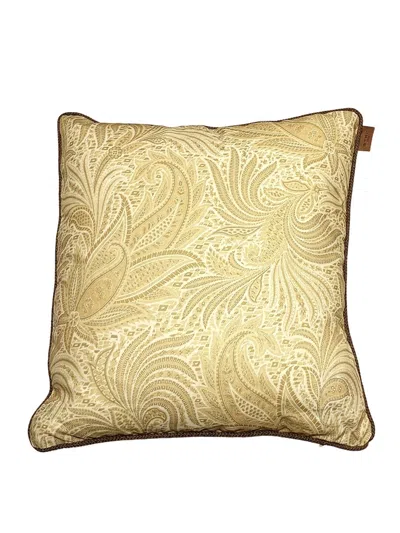 Etro Home Embroidered Cushion With Cord In Nude & Neutrals