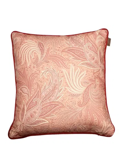 Etro Home Embroidered Cushion With Cord In Pink & Purple