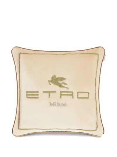 Etro Home Embroidered Pegaso Cushion (45cm X 45cm) In Neutral