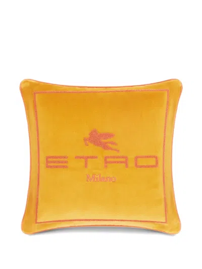 Etro Home Embroidered-pegaso Cushion (45cm X 45cm) In Yellow