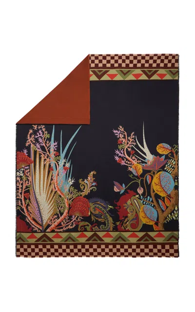 Etro Home - Fauve Throw; Dark Blue - Blue