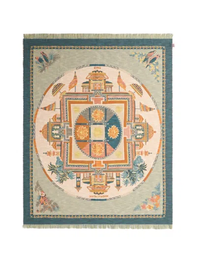 Etro Home Jacquard Mandala Cotton Blanket In Green