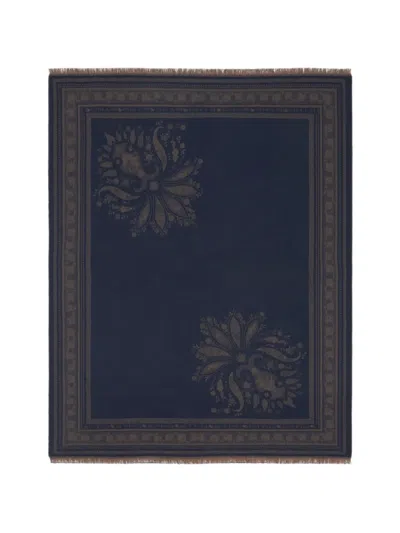 Etro Home Jacquard-woven Paisley Throw Blanket In Blue