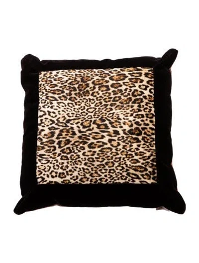 Pre-owned Etro Home Leopard Print Velour Pillow In Brown