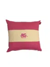 Shop Etro Home Linen Embroidered Pillow Pegaso 45x45 In Pink & Purple
