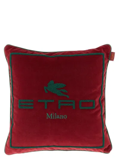 Etro Home Logo Cushion In Multicolor