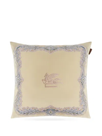 Etro Home Logo-embroidered Cushion (42cm X 42cm( In Pink