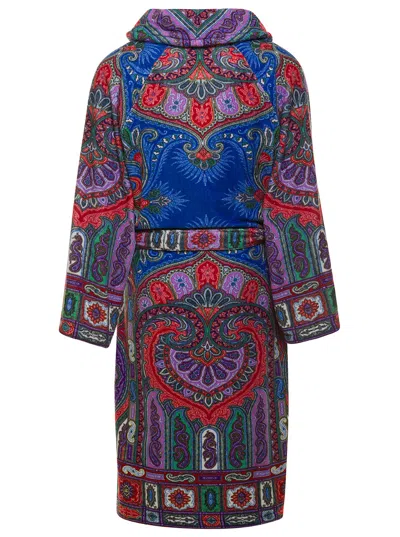 Etro Home New Tradition Sciolato Bathrobe With Collar, Long Sleeves & Belt Closure In Tech Fabric, U In Multi