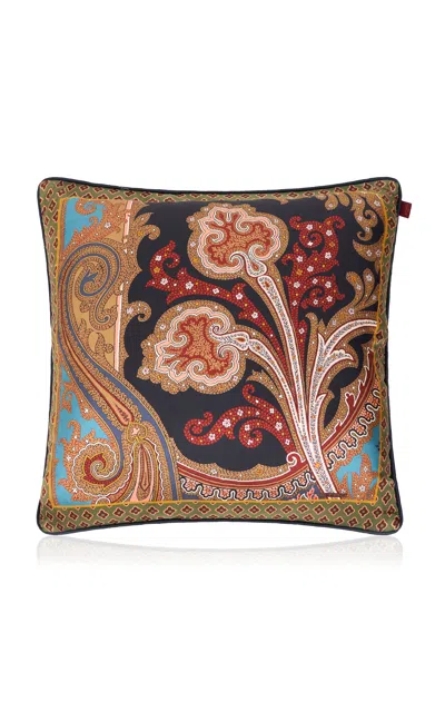 Etro Home - Oris Cushion With Cord; Print On Blue Base - Print