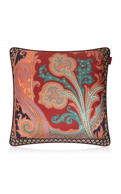 Etro Home - Oris Cushion With Cord; Print On Red Base - Print