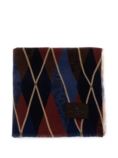 Etro Home Paisley Argyle-pattern Blanket In Brown