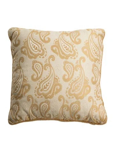 Pre-owned Etro Home Paisley Embroidered Throw Pillow In Metallic/yellow