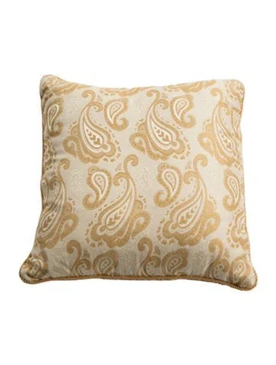 Pre-owned Etro Home Paisley Embroidered Throw Pillow In Metallic/yellow