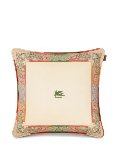 Etro Home Paisley Foliage Motif Cushion In Neutral