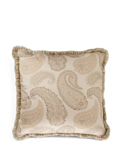 Etro Home Paisley Fringe-trim Pillow In Neutral