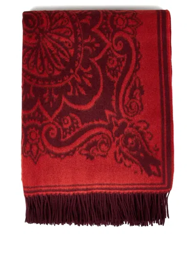 Etro Home Paisley-motif Blanket In Red