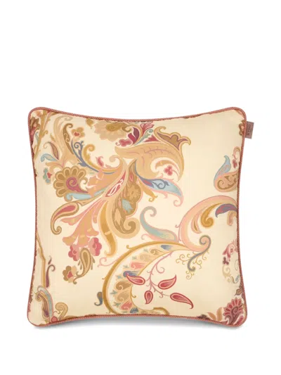 Etro Home Paisley-print Cushion In Weiss