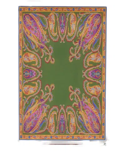 Etro Home Paisley Rectangular Tray (42cm X 28cm) In Green