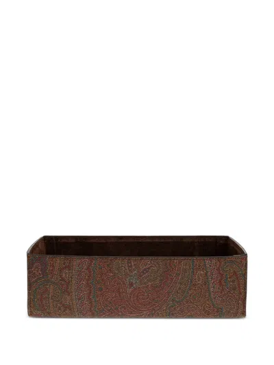 Etro Home Paisley Trinket Boxes In Brown