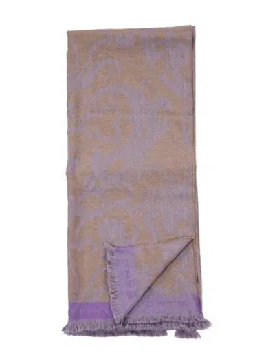 Pre-owned Etro Home Paisley Wool Throw Blanket In Brown/purple