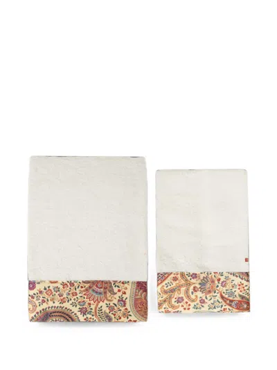 Etro Home Paisley-print Bath Towel (set Of Two) In White
