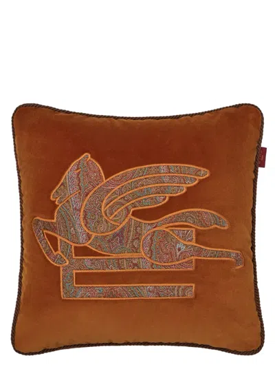Etro Home 'pegaso' Cushion In Brown