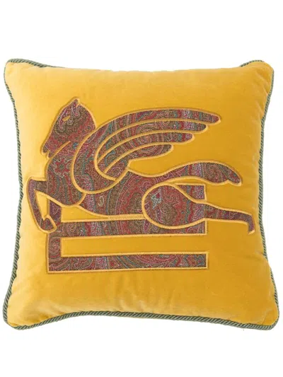 Etro Home Pegaso-embroidered Cushion (40cm X 40cm) In Yellow