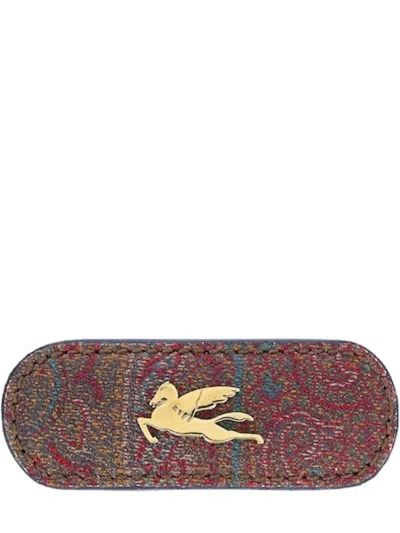 Etro Home Pegaso Hair Clip With Arnica Pattern In Red