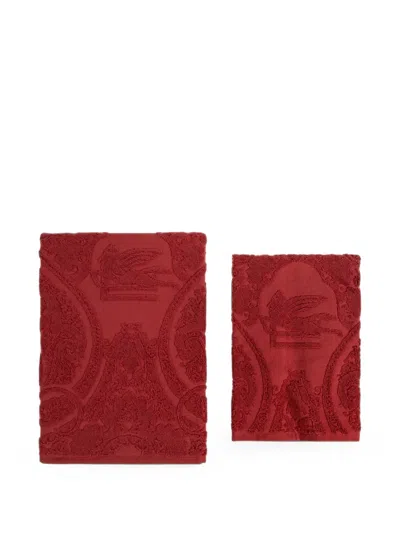 Etro Home Pegaso Paisley Towels Set (set Of Two) In Red