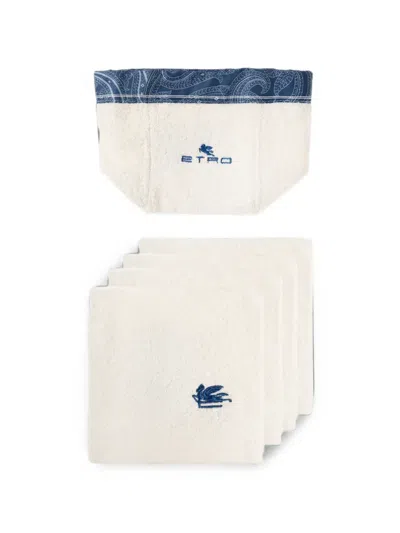 Etro Home Pegaso-embroidered Paisley-trim Basket And Towels Set (set Of Four) In Neutral