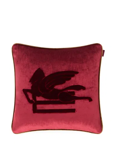Etro Home Pegasus Appliqué Cushion In Red