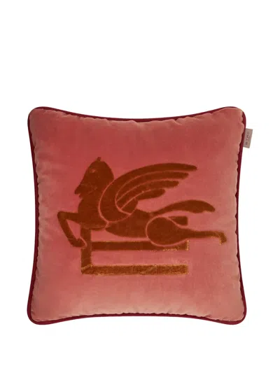 Etro Home Pegasus-motif Cushion In Red