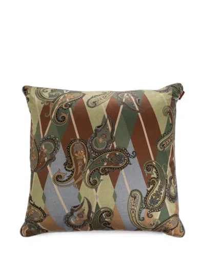 Etro Home Pegasus Paisley-print Cushion In Blue