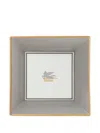 Etro Home Pegasus Porcelain Tray (4cm X 16cm X 16cm) In Gray