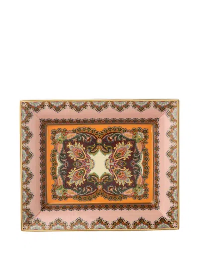 Etro Home Porcelain Tray (20cm X 16cm) In Pink