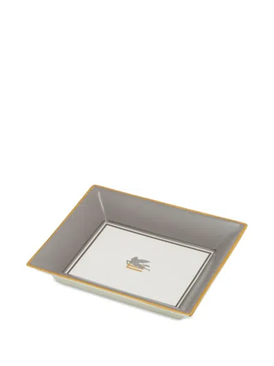 Etro Home Porcelain Tray (4cm X 20cm X 16cm) In Gray