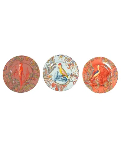 Etro Home Set Of 3 Round Plates In Multicolour