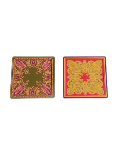 Etro Home Taj Mahal Bottle Coaster Set Diam. 13x13 In Multicolour