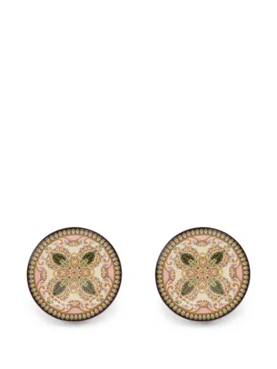 Etro Home Thistle Paisley-print Plates (set Of Two) In Brown